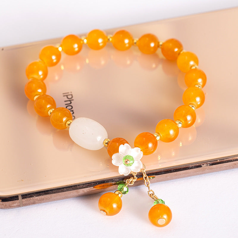 Female Natural White Yu Light Luxury Minority Gift Colored Glaze Bracelet