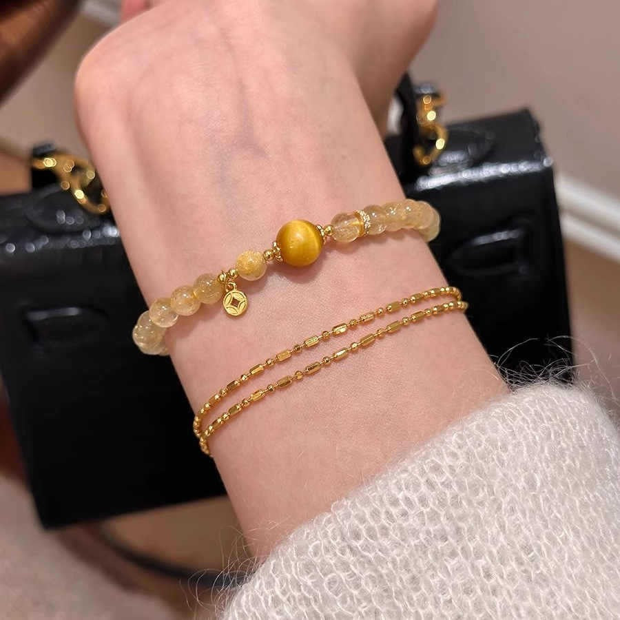 Women's Minority Tigereye Goldfish Simple High Class Elegant Hand Bracelet