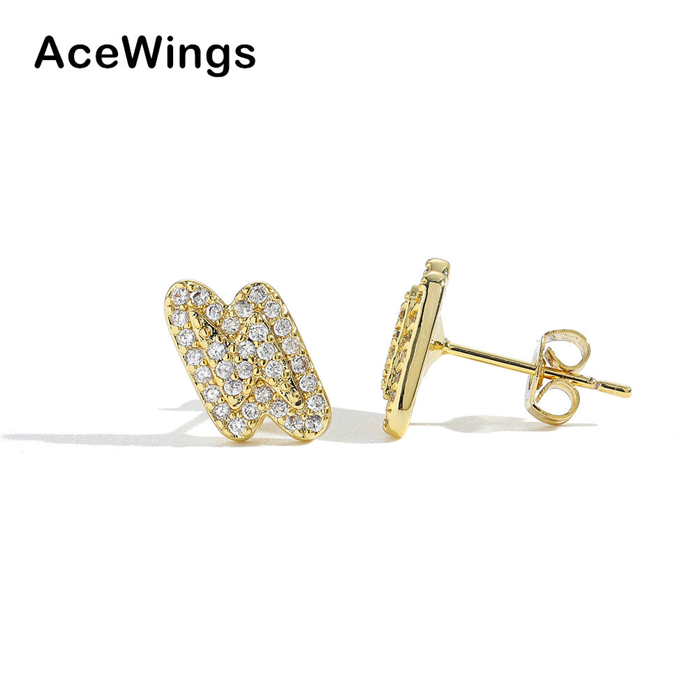 Women's & Men's Hop Copper Lightning Fashion Personality Ear Full Stud Earrings