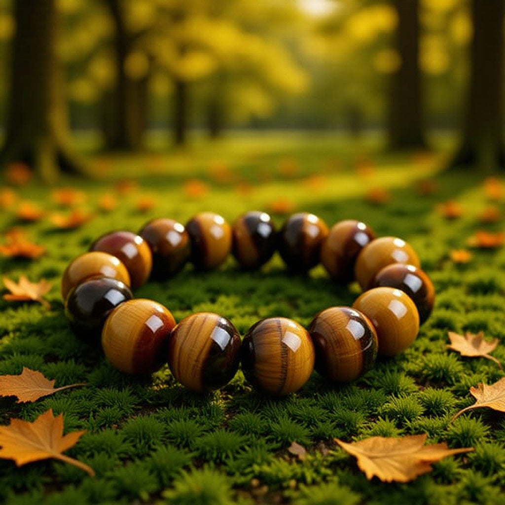 Tiger Single Circle Stone Handmade Beaded Simple Bracelet