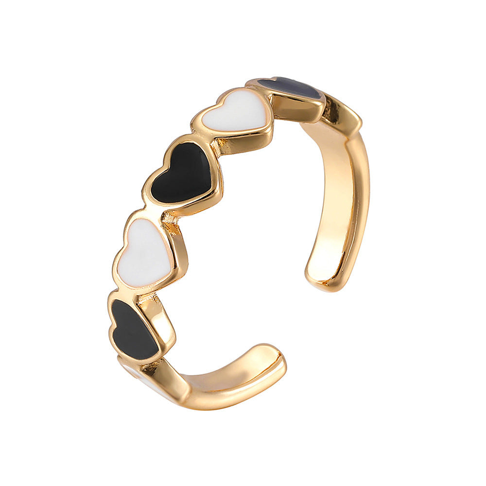 Women's Oil Drop Peach Heart Opening Adjustable Colorful Ring