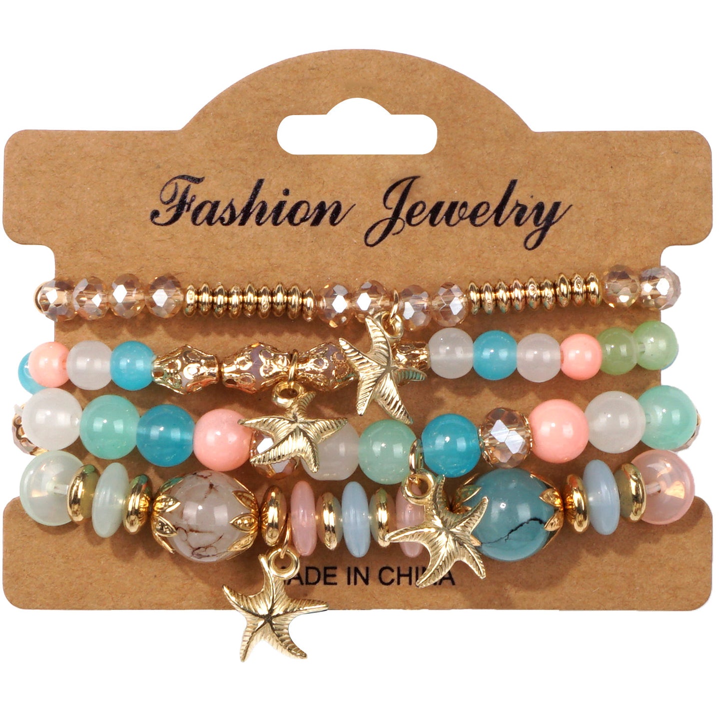 Bohemian Starfish Artificial Crystal String Beads Bracelet