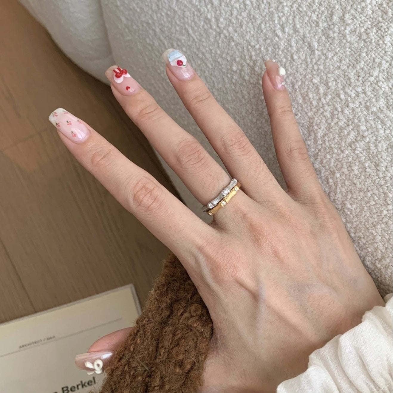 Women's Bamboo Joint Brushed Temperament Entry Lux Niche Simple Fashion Rings