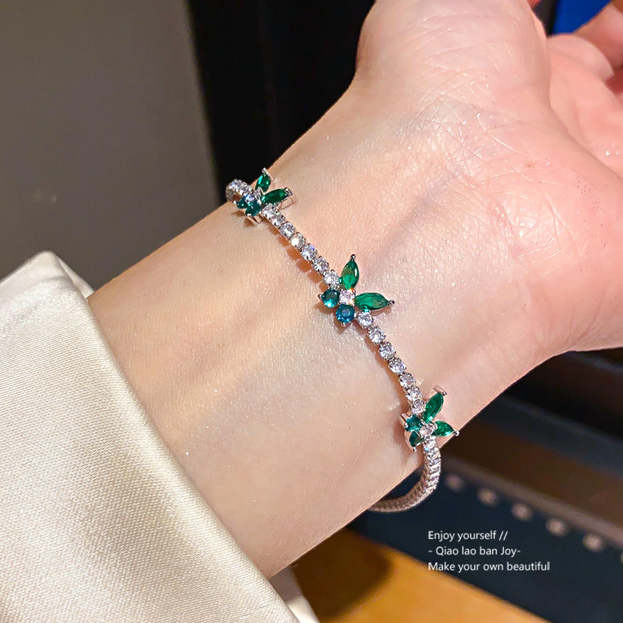 French Style Cold Simple Zircon Butterfly Light Luxury High Sense Bracelet