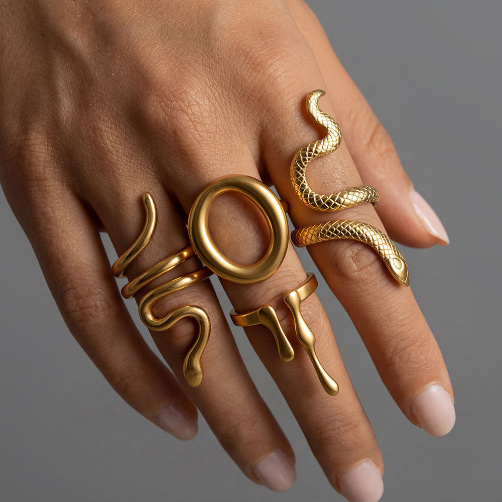 Fashion Stainless Steel Snake Exaggerated Personalized Creative Rings
