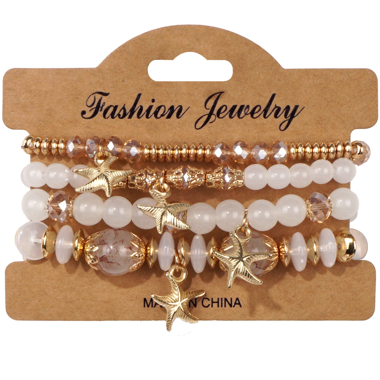 Bohemian Starfish Artificial Crystal String Beads Bracelet