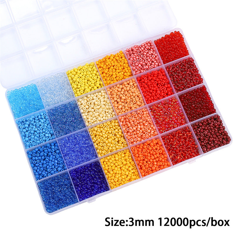 Grid Glass Color Straight Hole Bead Box Jewelry Accessories