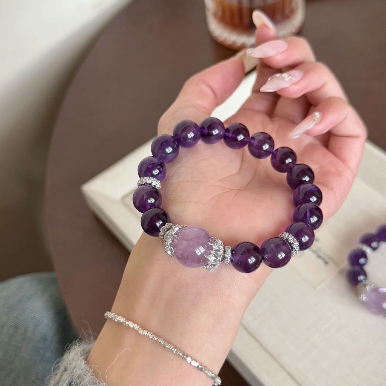 Women's Sier Amethyst Artificial Light Luxury Bracelets