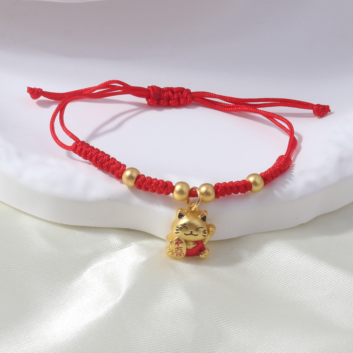 Braided Red Rope Auspicious Language Butterfly Fortune Cat Safe Joy Bracelets
