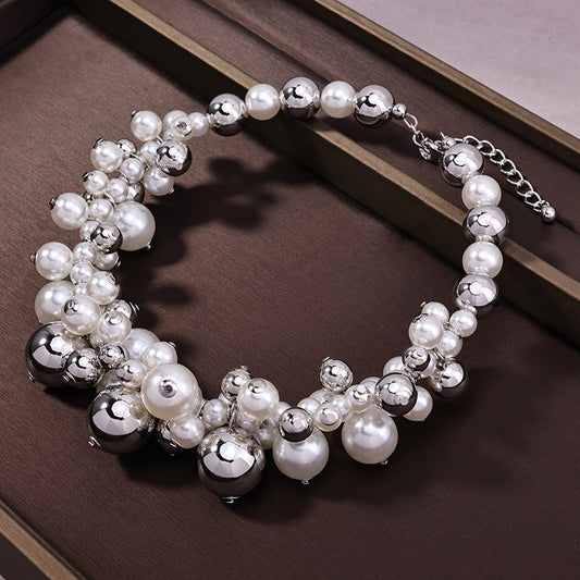 Women's Minority Sier High-grade Temperament Pearl Ball Necklaces
