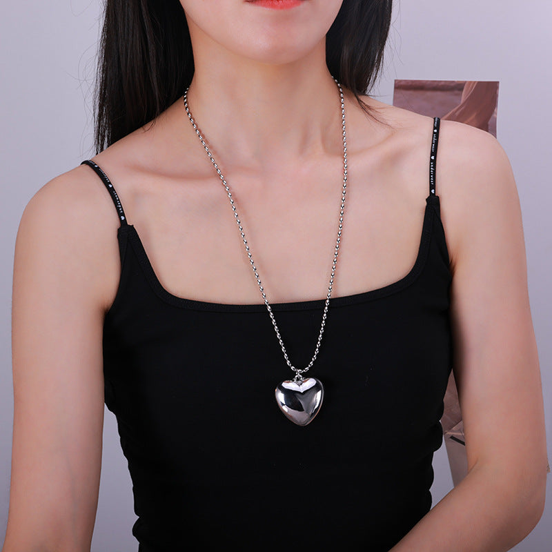 Love Simple Peach Heart Clavicle Chain Necklace