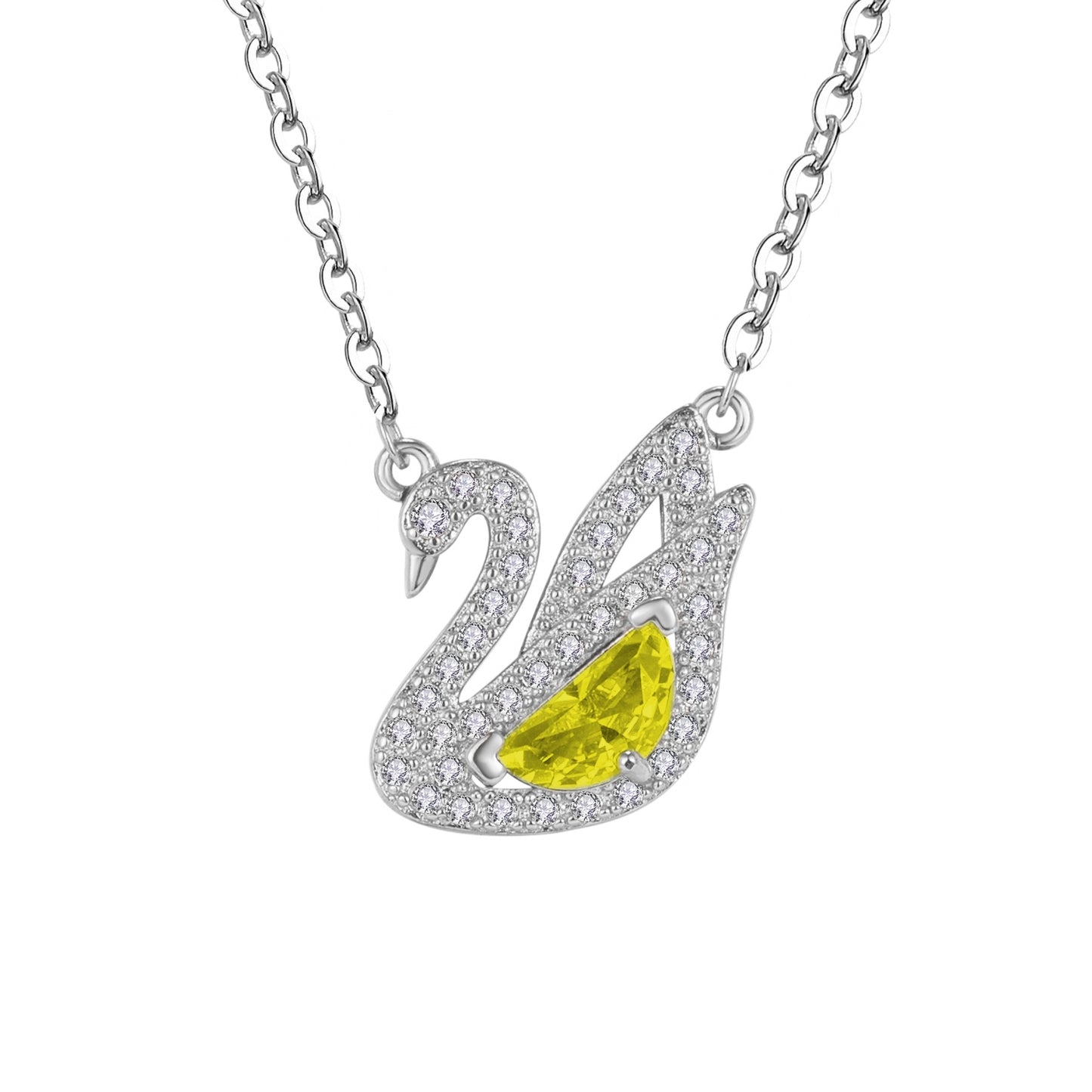Trendy Creative White Swan Zircon Colorful Crystals Pave Ear Full Jewelry Set