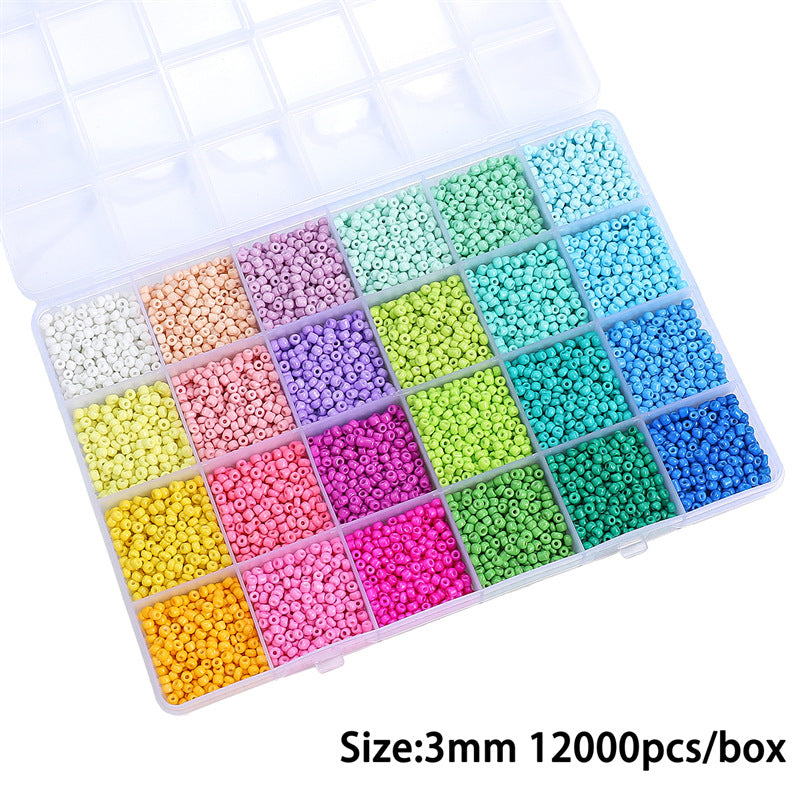 Grid Glass Color Straight Hole Bead Box Jewelry Accessories
