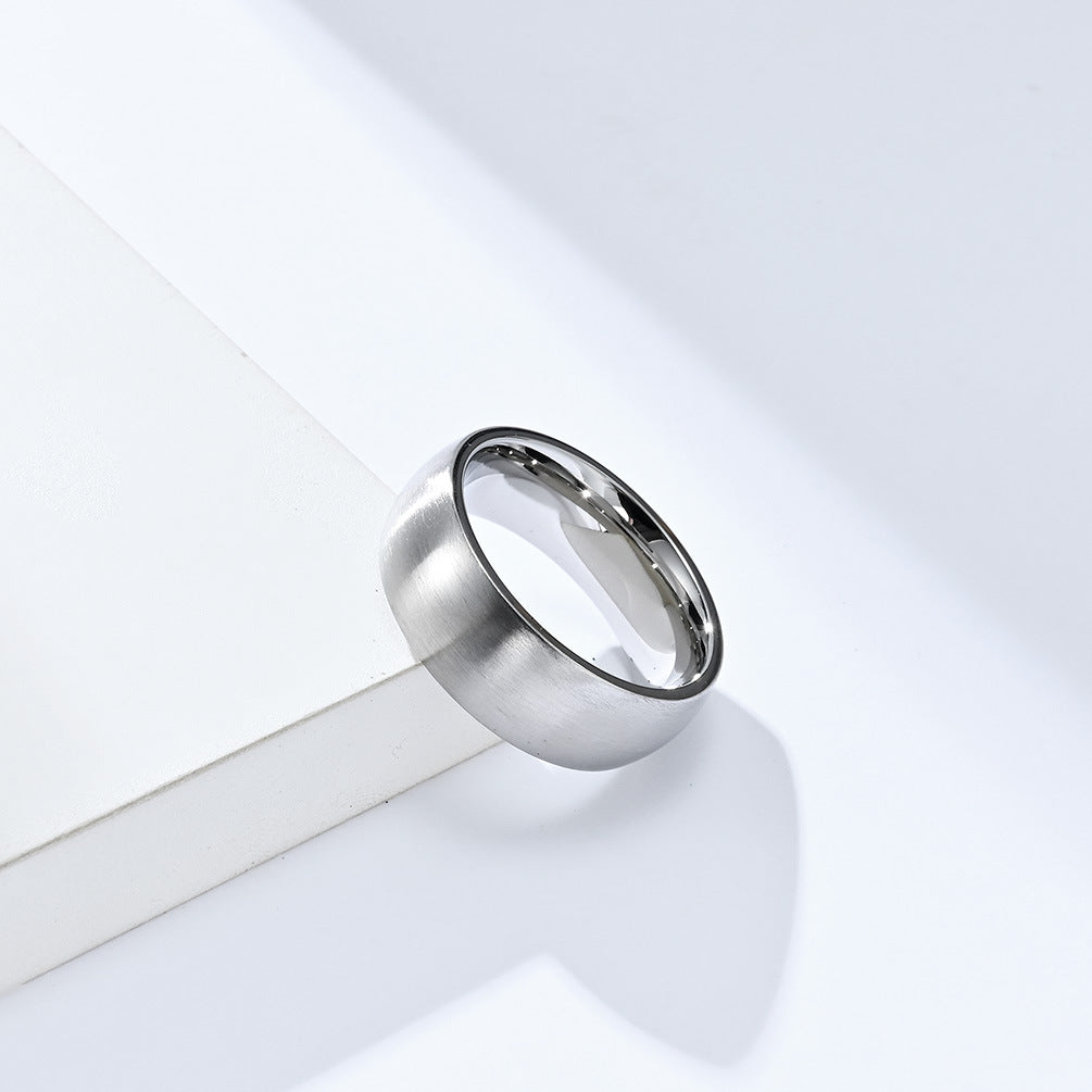 Men's Simple Titanium Steel Matte Brushed Inner Rings