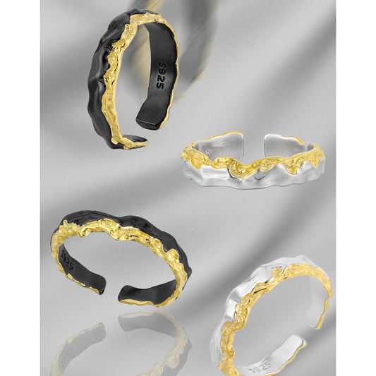 Electroplating Stackable Wear Simple Sweet Cool Irregular Rings