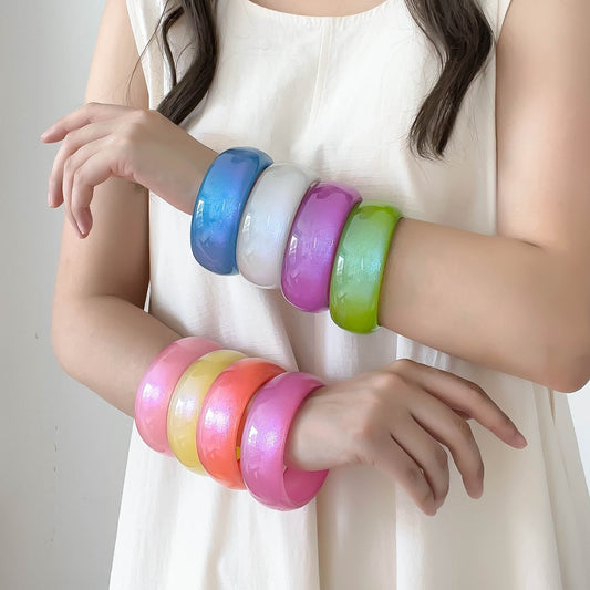 Casual Colorful Pearl Color Resin Round Bracelets