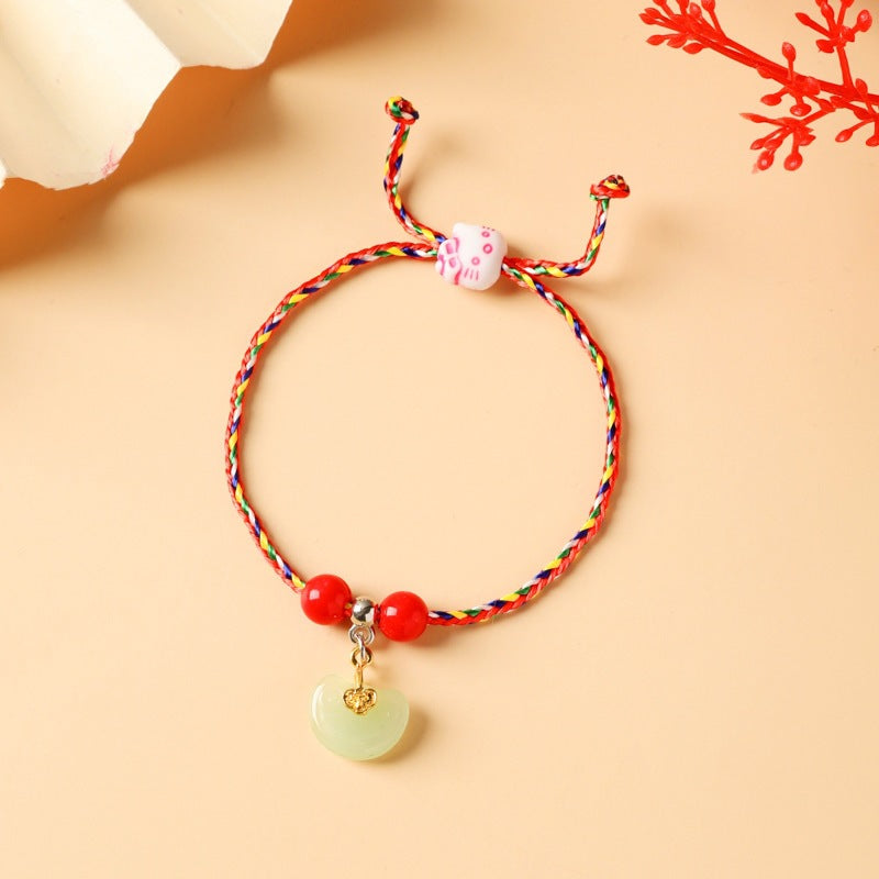 Children's Colorful Braided Rope Wrist String Safe Red Bracelet