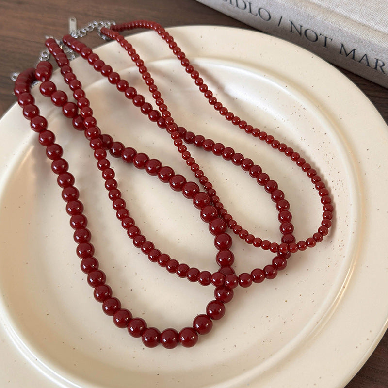 Red Beaded High Sense Temperament Clavicle Necklaces