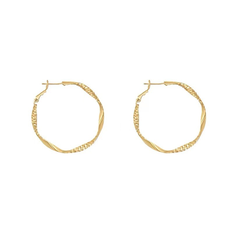Flower Trace Metal Circle Female High Profile Generous Cold Ear Hook
