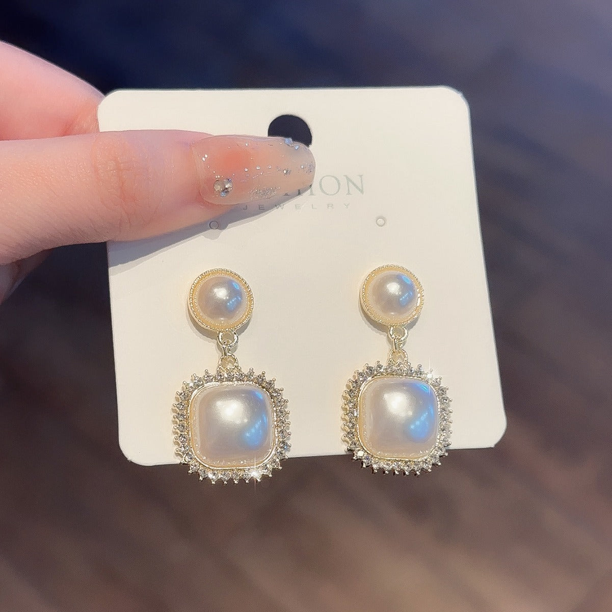 Special Offer Full Diamond Geometric Square Trendy Graceful Stud Earrings