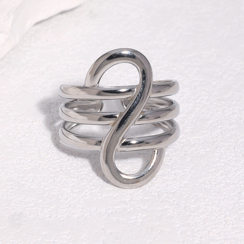 Minimalism Personality Design Stainless Steel Geometric Gold-plated High-grade Open Titanium Ring