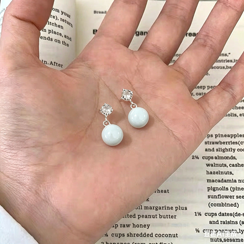 Women's Sparking Zirconium Pearl Light Luxury High-grade Unique Beautiful Stud Earrings