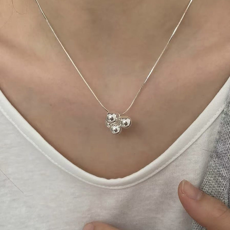 Sier Safety Lock Chinese Style White Necklace