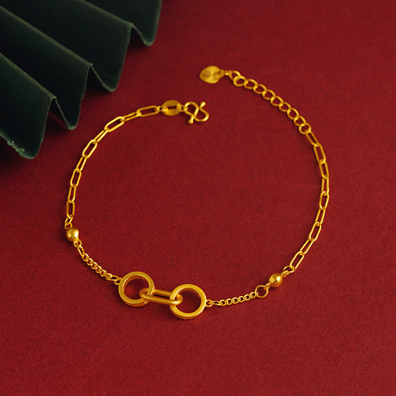 Women's Chinese Style Bamboo Joint Placer Gold Bracelets