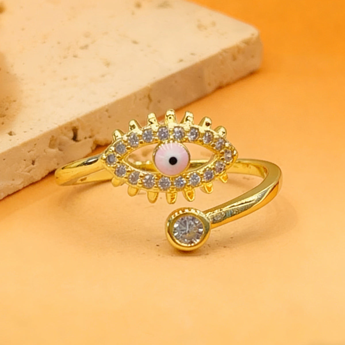 Personalized Devil's Eye Niche High Sense Micro Inlaid Zircon Copper Ring