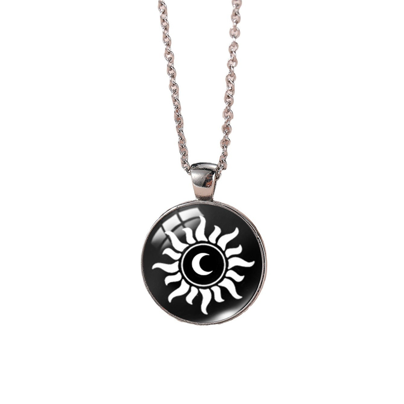 Sun Moon Lovers Couple Star Luminous Time Stone Valentine's Necklace
