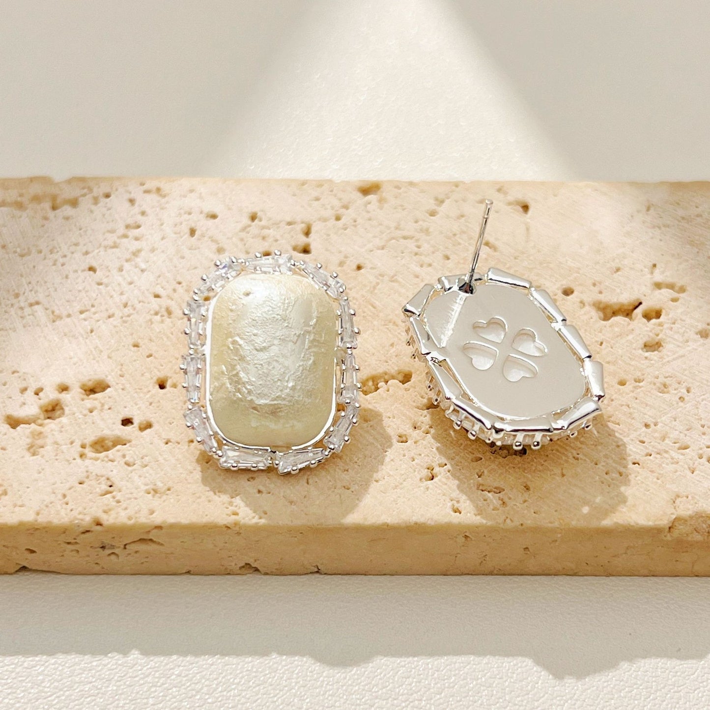 Niche Square Cotton Bead Fashion Light Earrings