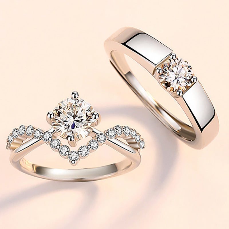 Women's & Men's Couple Simulation Diamond Opening Zircon Classic Rings