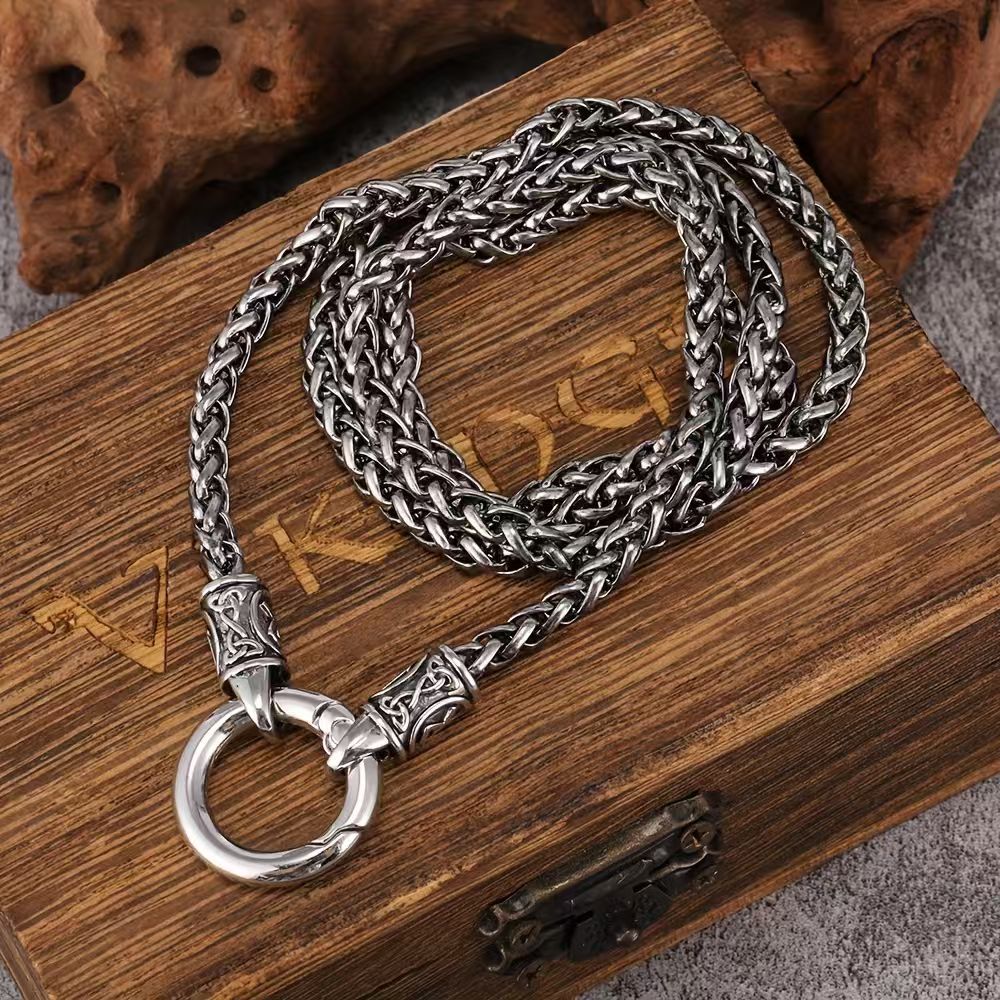 Women's & Men's Buckle Six Words Mantra Keel Chain Long Tang Grass Necklace