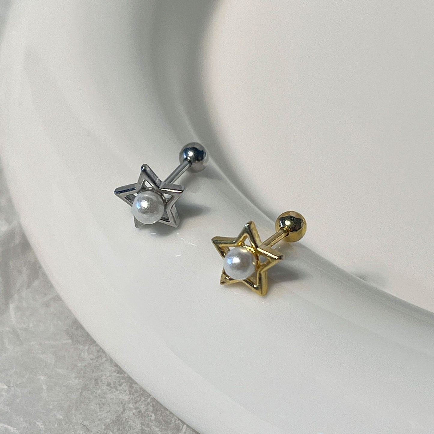 Five-pointed Star Screw Freshwater Bone Nail Niche High Sense Female Earrings