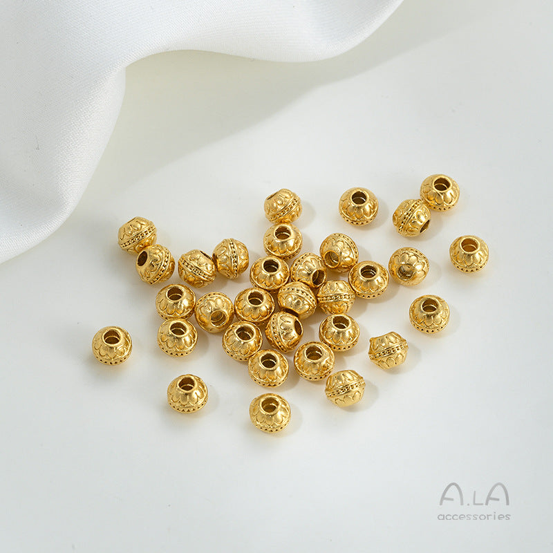 Alluvial Gold Wheel Spacer Beads Copper Jewelry Accessories