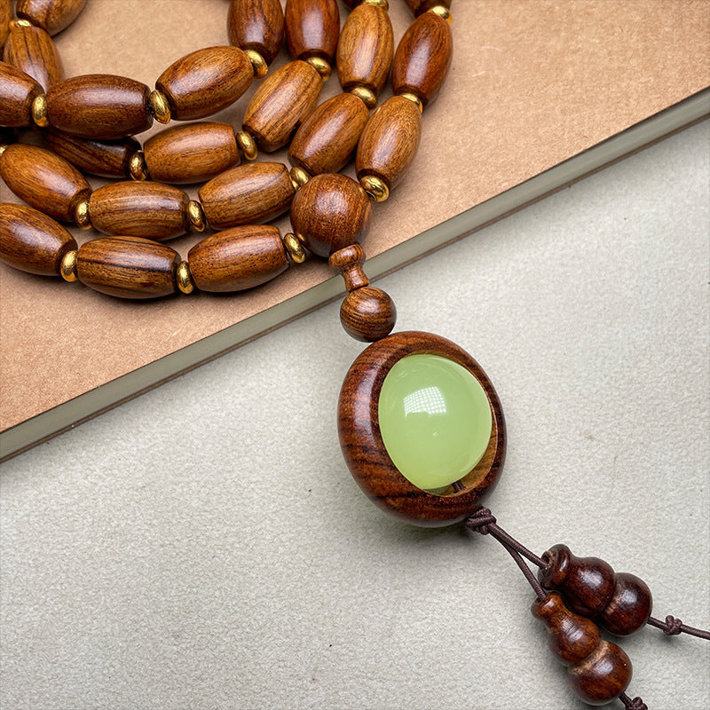 Women's & Men's Sandalwood Bamboo Joint Flat Round Bead Jujube Beads Spacer Luminous Bracelets