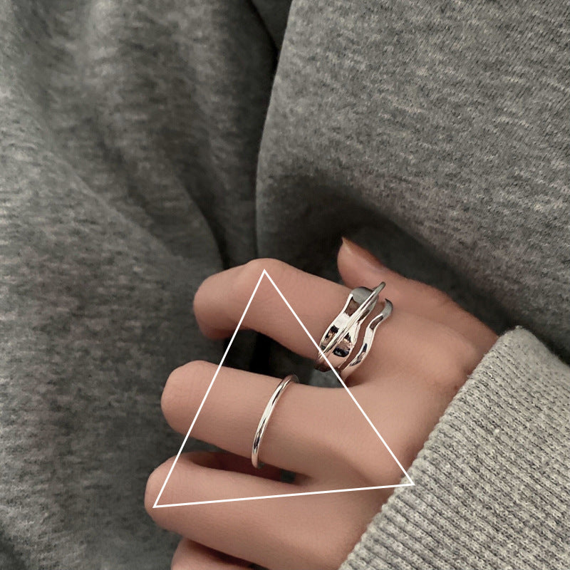 Women's Design Dual Layer Open-end Simple Fashion Personalized Index Finger Light Ring