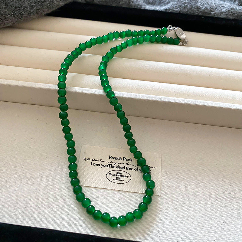 Emerald Geometric Glaze Beaded Chinese Simple High-grade Clavicle Necklaces