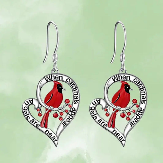 Inventory Red Bird Love Heart Personality Earrings