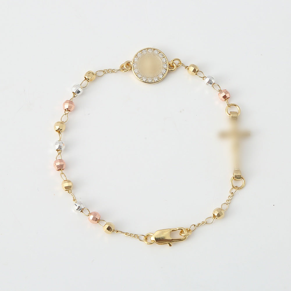 Women's Cross Bead Copper Color Light Luxury High-grade Bracelets