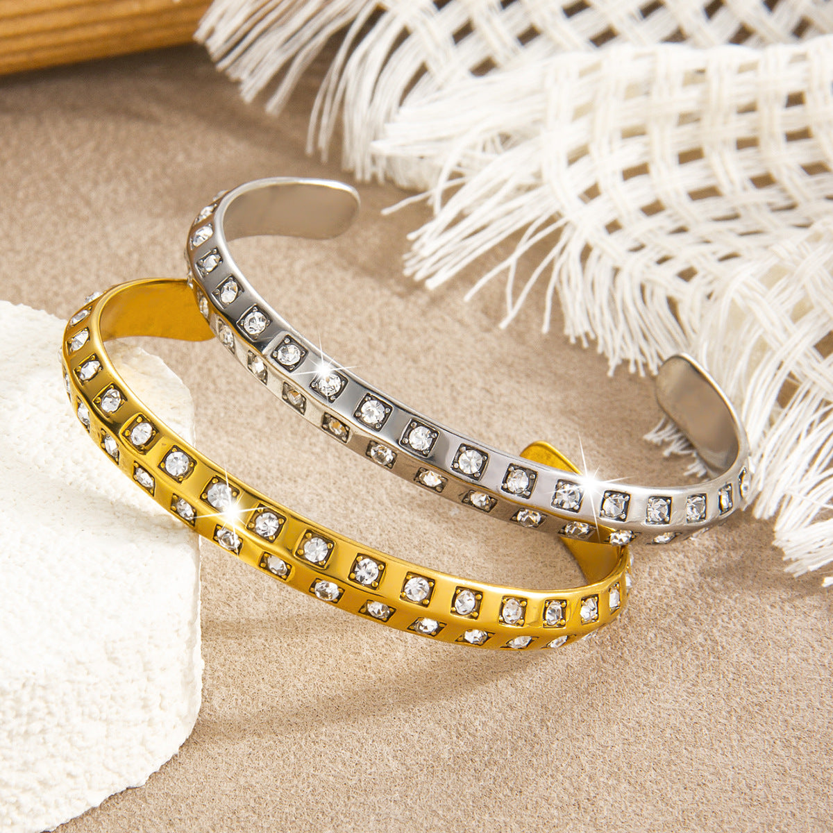 Women's Light Luxury Diamond Gold-plated Zircon Titanium Steel Adjustable Bracelets