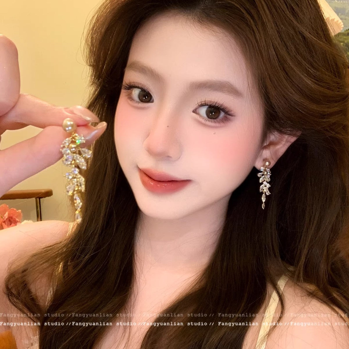 Tassel Champagne Gold Pearl Light Luxury High-grade Earrings