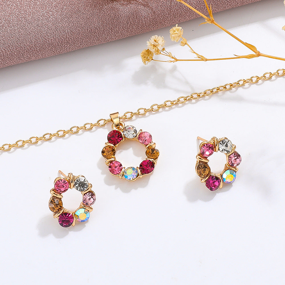 Fashion Graceful Personality Hollow Circle Suite Earrings