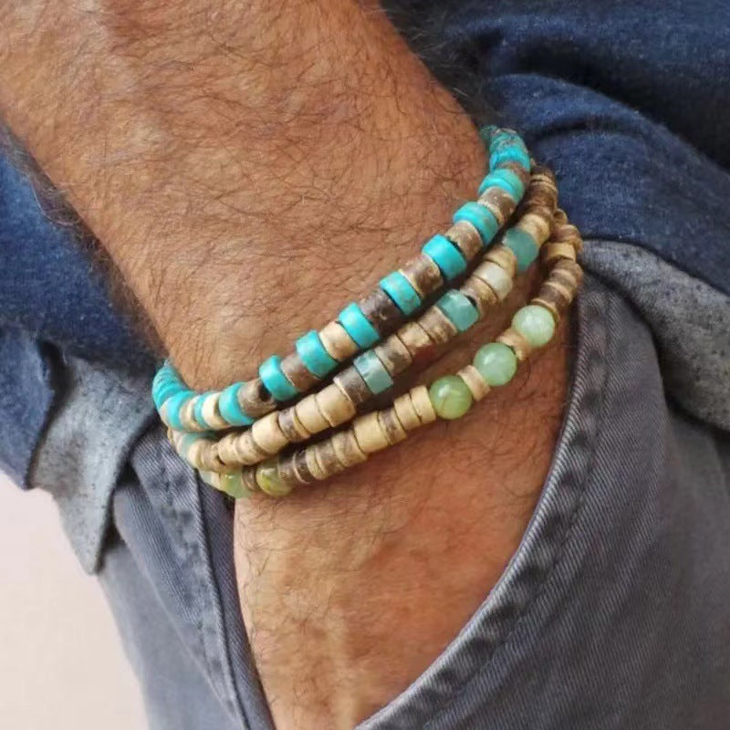 Men's Coconut Shell Hip Hop Punk Retro Bracelets