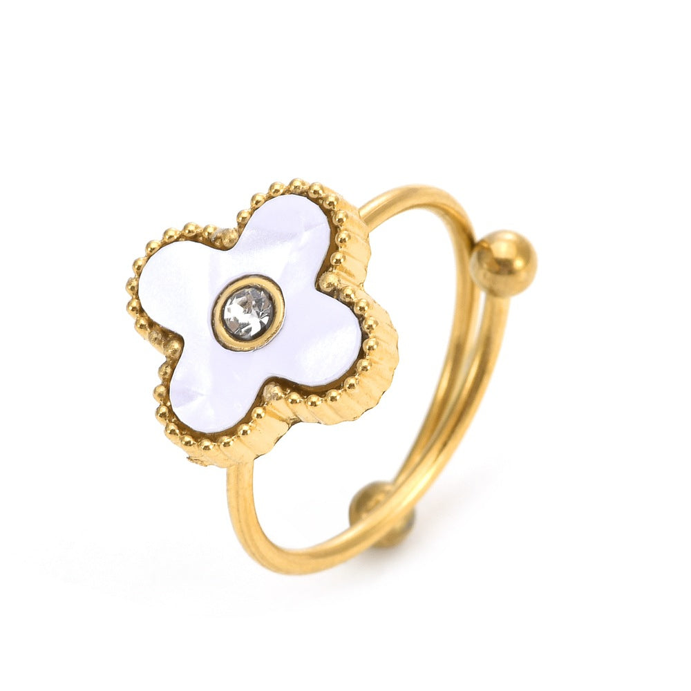 Clover Titanium Open-end Trendy Female No Rings