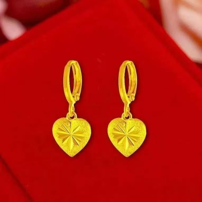 Women's Simple Golden Peach Heart Boutique Temperament Eardrops To Give Mom Earrings