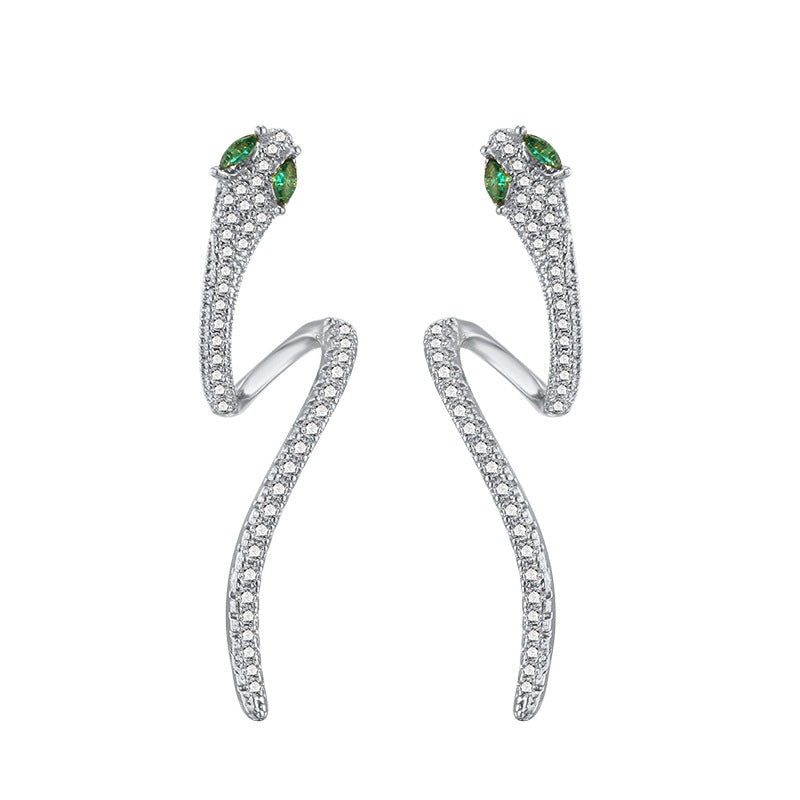 Personality Diamond Snake-shaped Light Luxury Design Sense Cold Wind Earrings