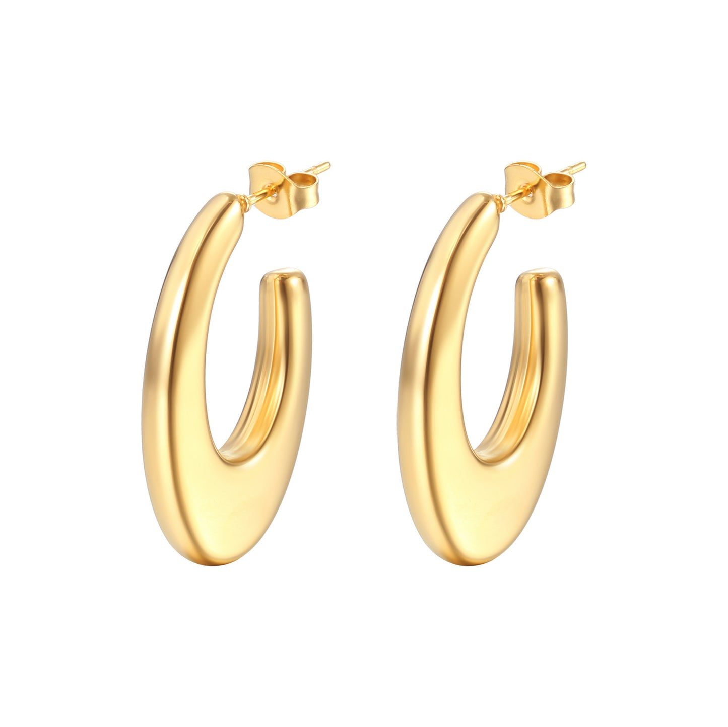 Titanium Steel Hollow Furnace Real Gold Stainless Multiple Glossy Earrings