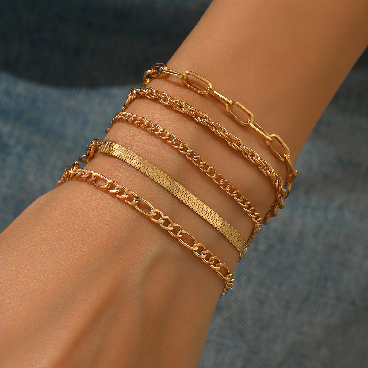 Punk Diamond Butterfly Twin Chain Hip Bracelet