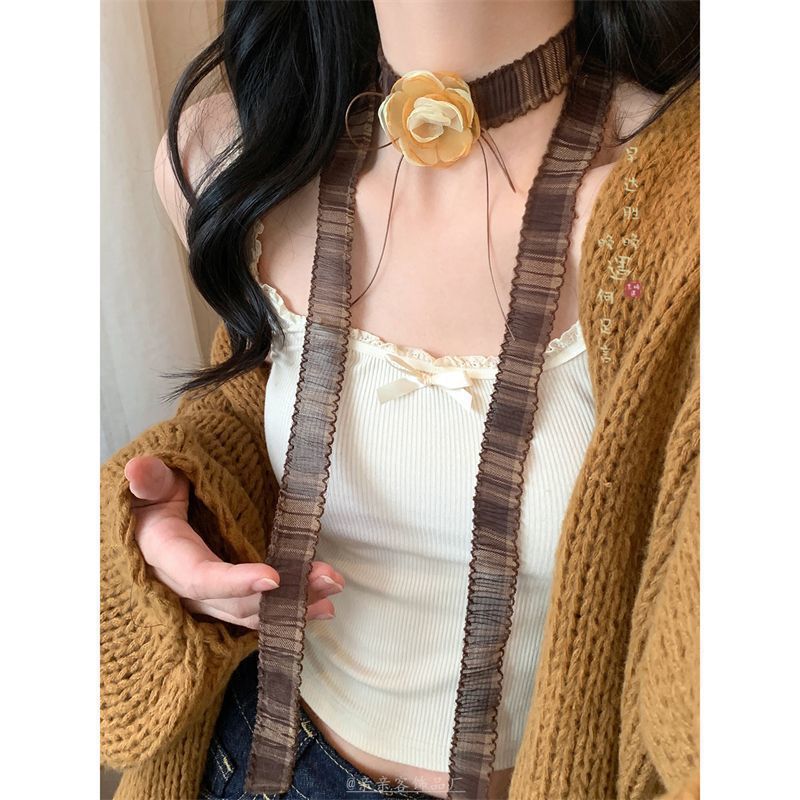Color Green Shivering Scarf Female Niche Pull-out Long Sweater Chain Necklace
